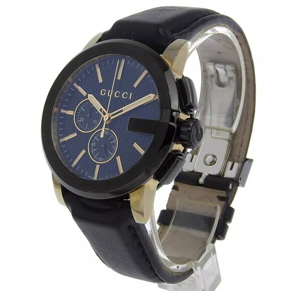 GUCCI G Chrono Watches 101.2 blackDial Stainless Steel/Embossed Leather Qu... main image 7